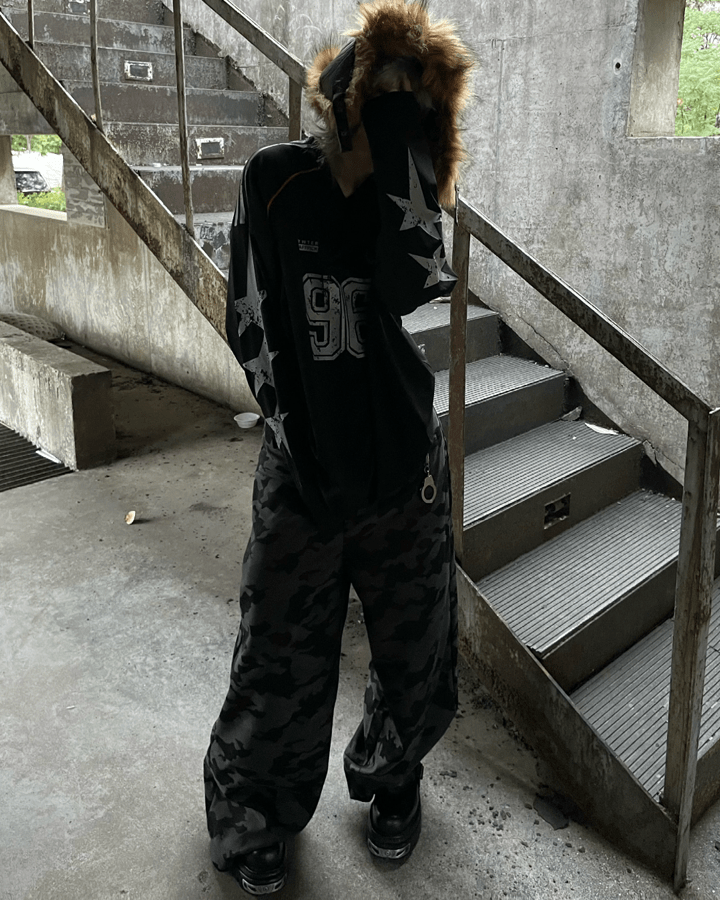 Vintage 96 Print Long Sleeve Streetwear Jersey