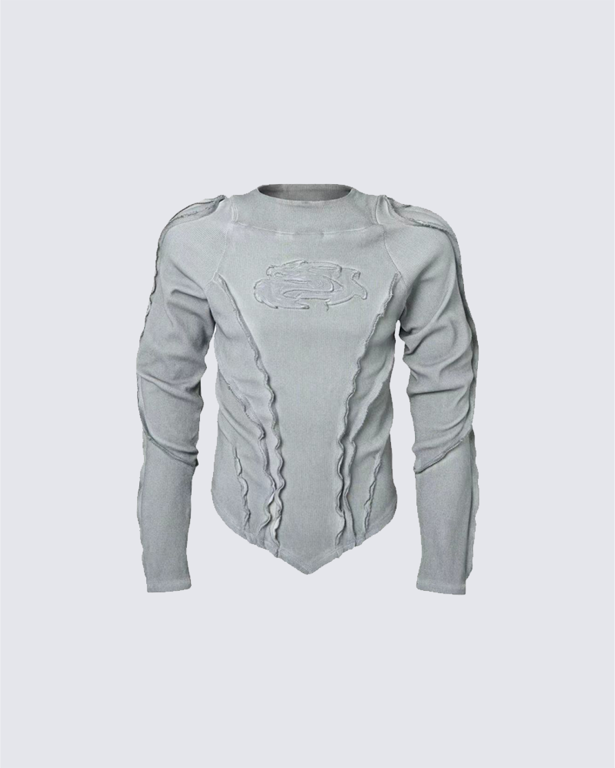 American Vintage Washed Distressed Moto Mecha Sweatshirt