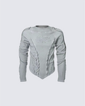 American Vintage Washed Distressed Moto Mecha Sweatshirt