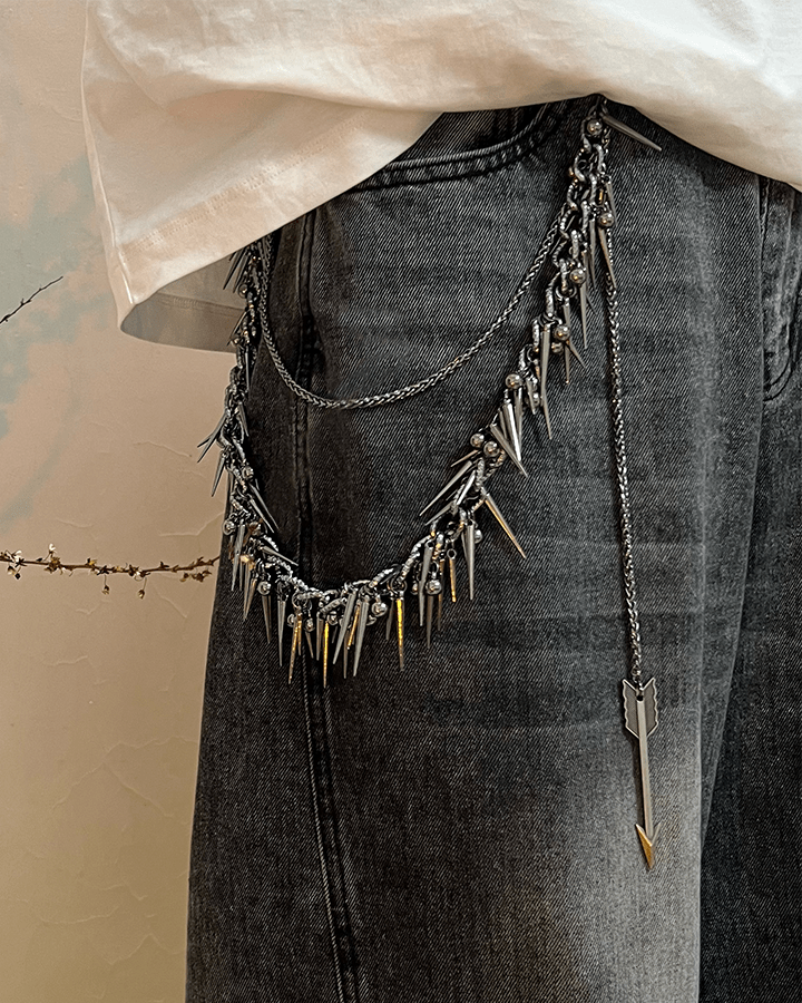 Punk Spike Layered Necklace – Gothic Arrow Pendant Chain