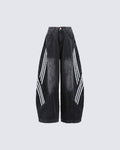 Washed Side Stripe Panel Denim Pants