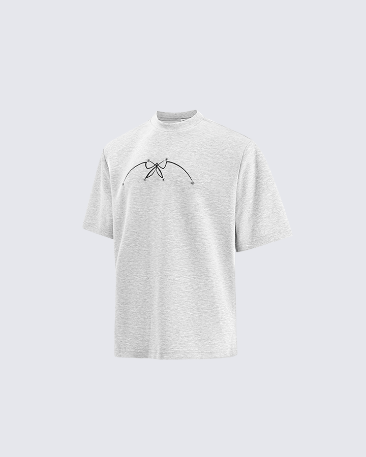 Studded Abstract Line Art Graphic Tee