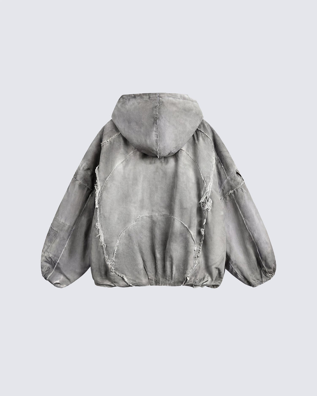 Distressed Patchwork Washed Zip Jacket