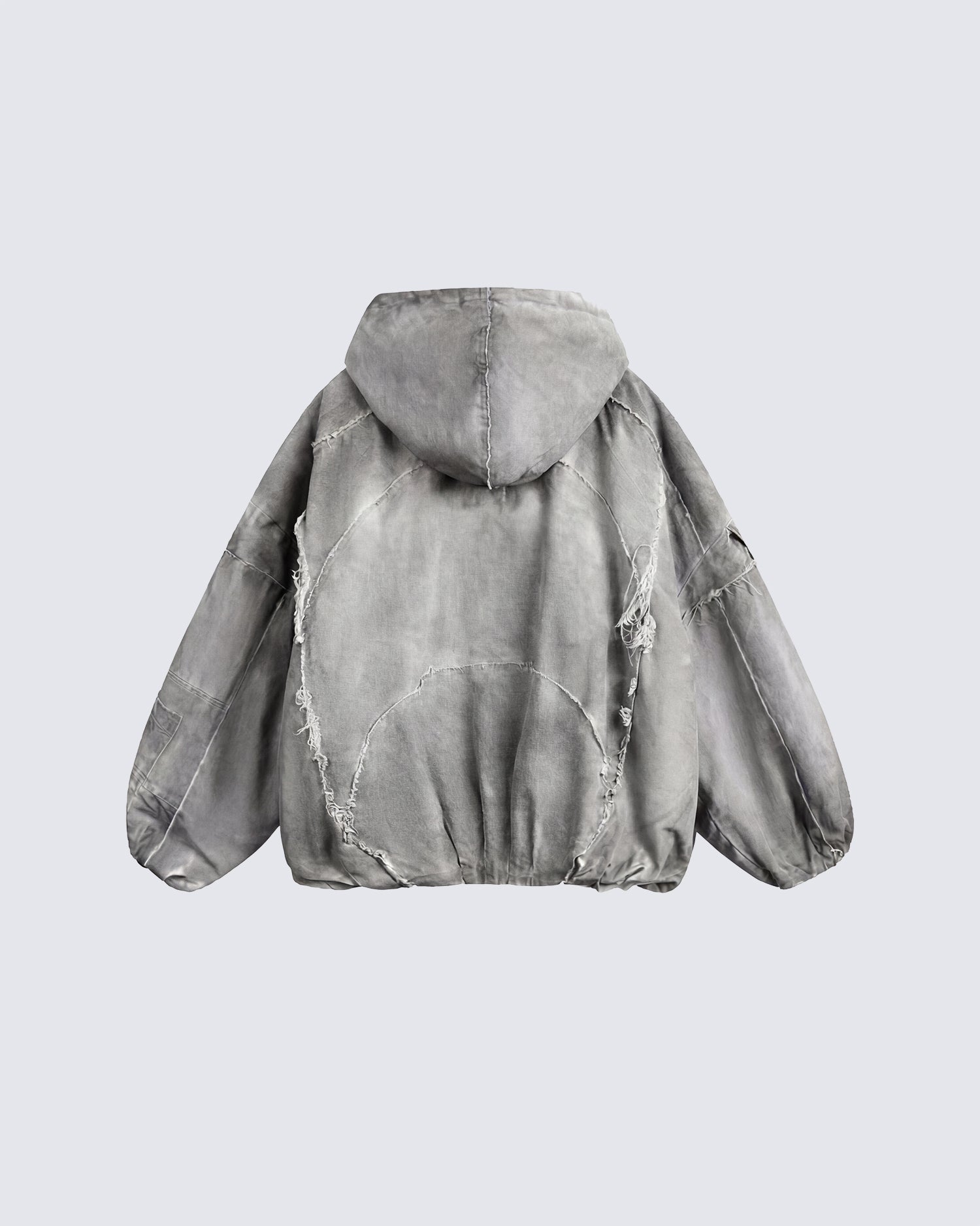 Distressed Patchwork Washed Zip Jacket
