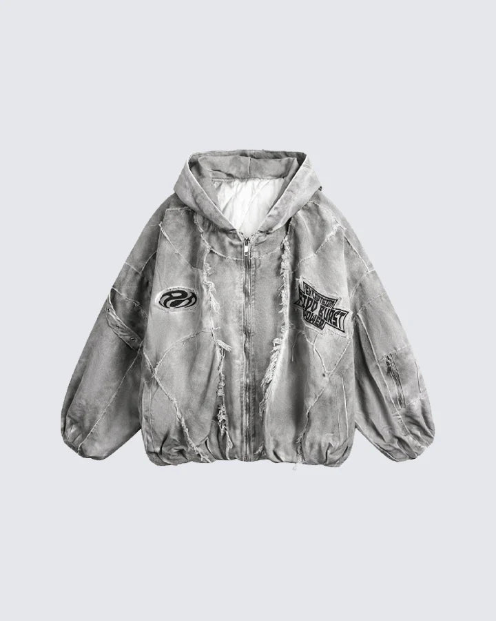 Washed Vintage Embroidered Sports Casual Tracksuit