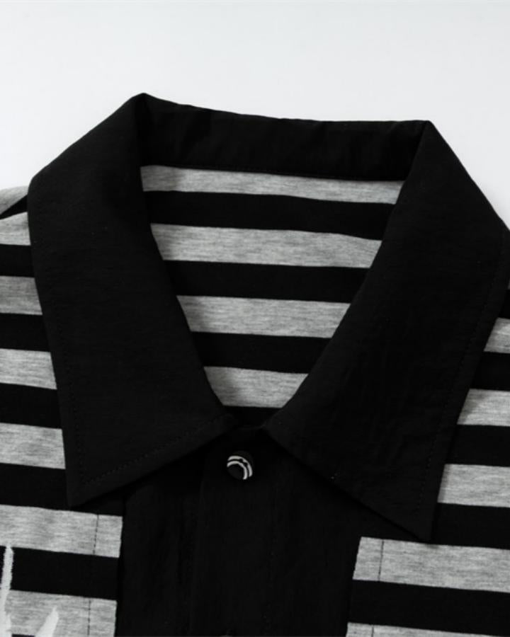GRYFT Retro Graphic Striped Polo Shirt