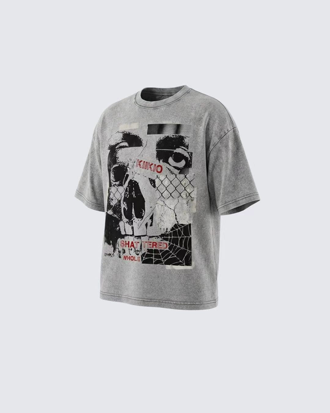 Vintage Washed Skull Graphic Oversized T-Shirt