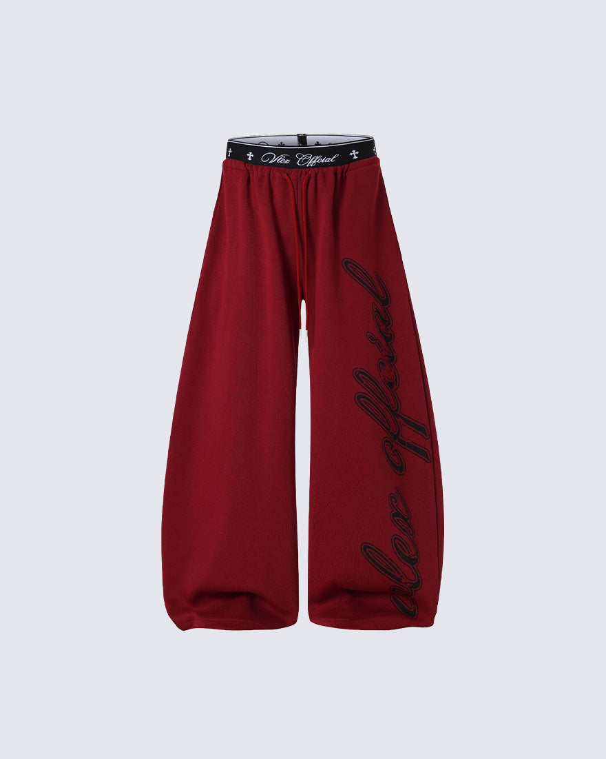 GRYFT Retro Letter Print Wide Leg Sweatpants