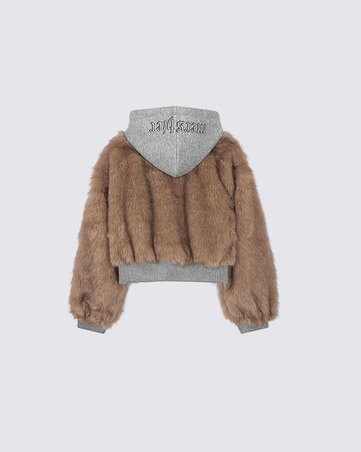 Faux Fur Layered Hooded Jacket