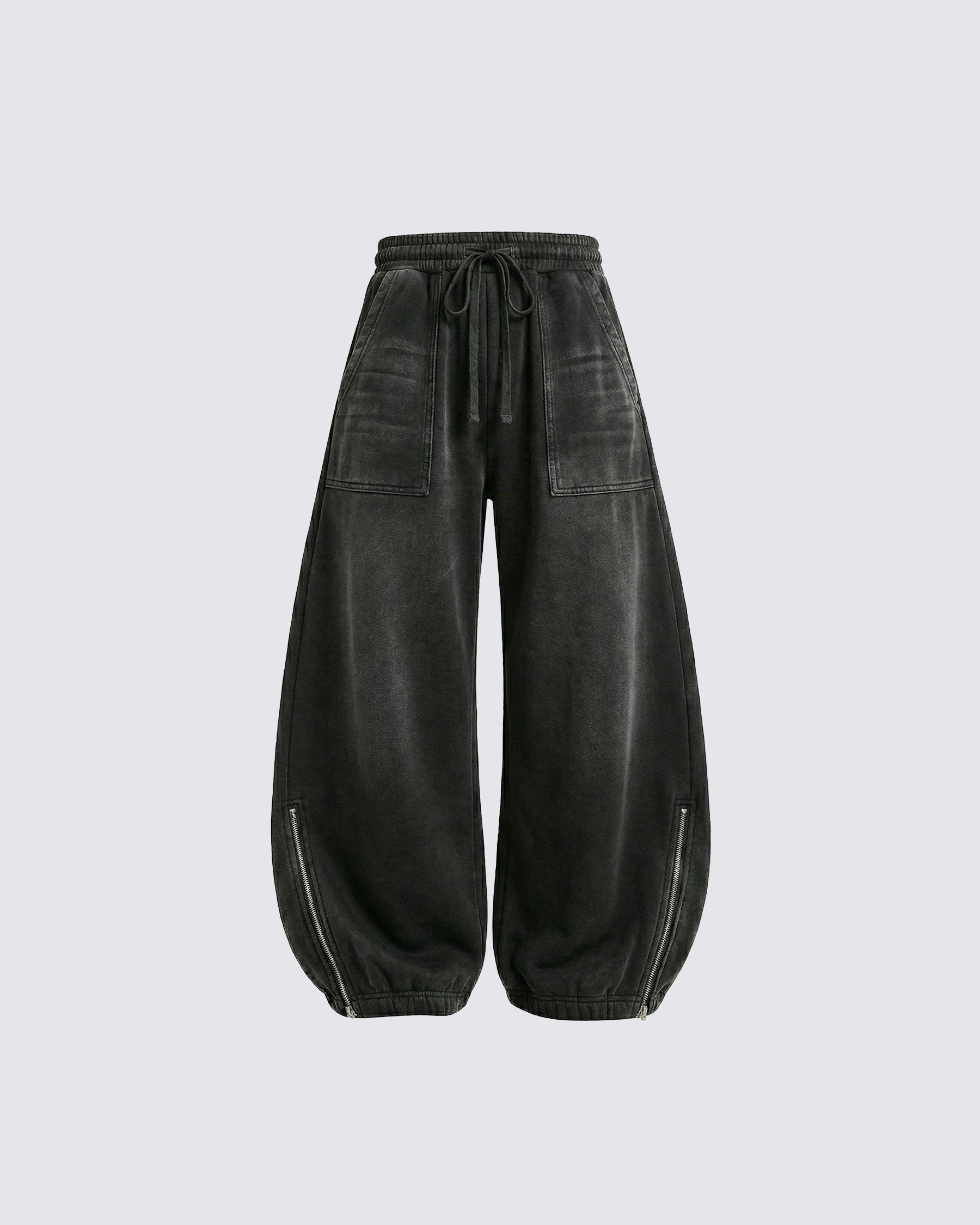 LOW SATURATION-Spring New Washed Zip Hem Sweatpants
