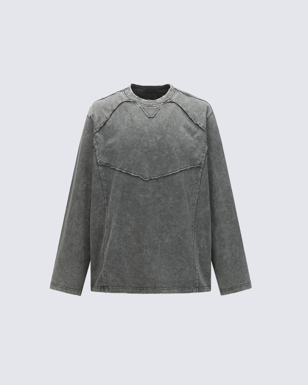 GRYFT Simple Washed Panel Seam Long-Sleeve T-Shirt