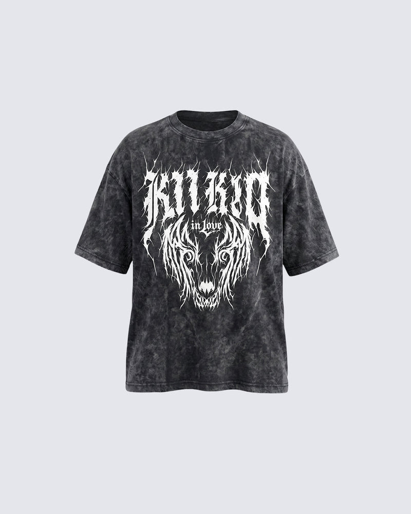 American Retro Distressed Skull Print T-Shirt