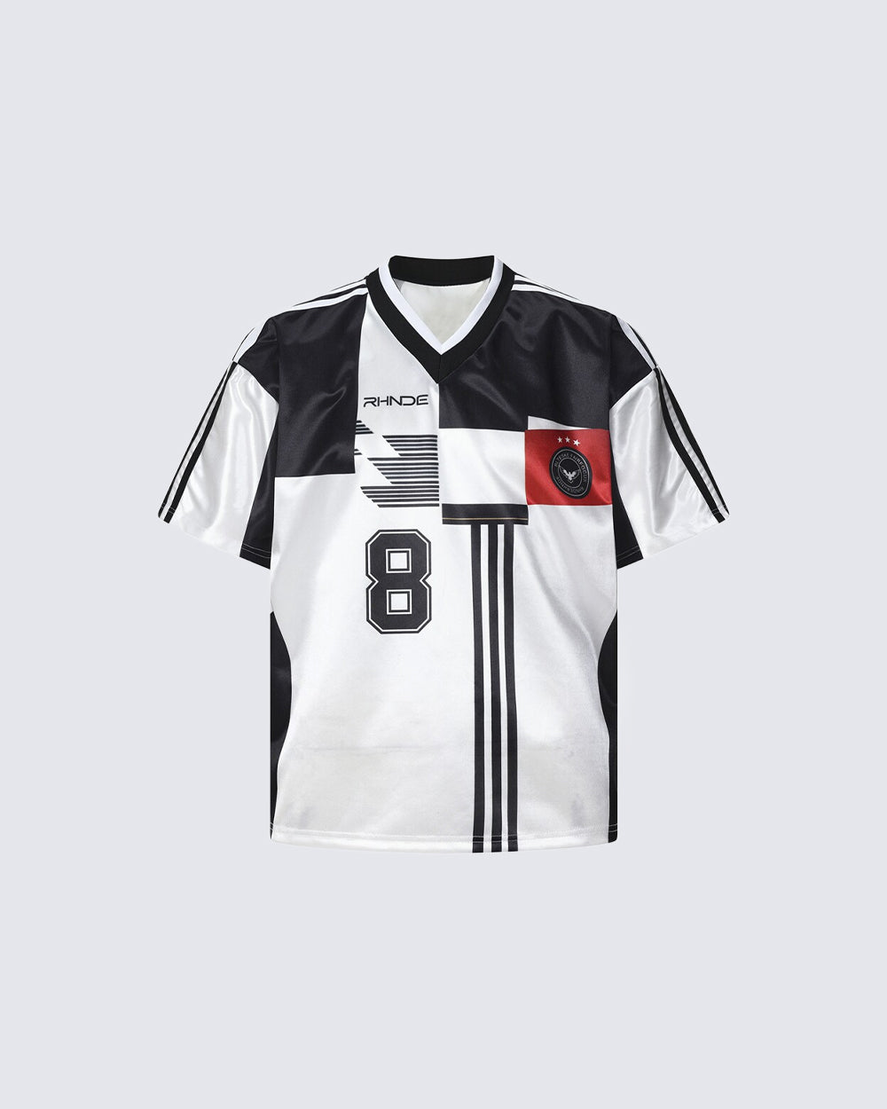 Black White Varsity Number Soccer Jersey Tee