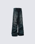 GRYFT Vintage Dirty-Washed Textured Wide-Leg Jeans