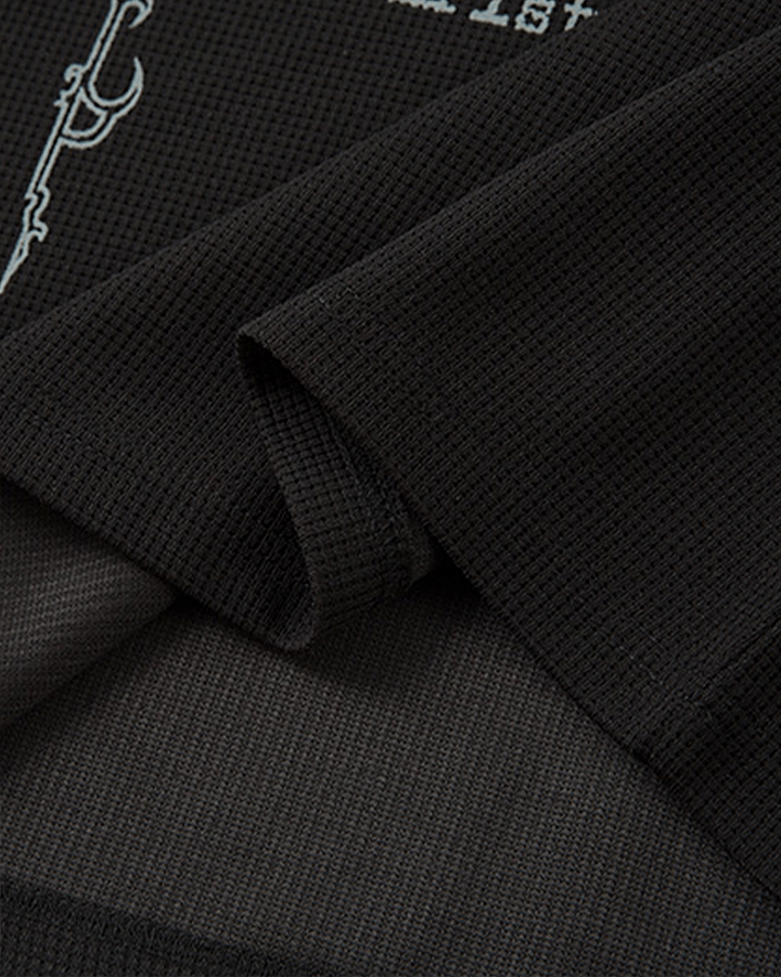 Gothic Double Sleeve Polo with Barbed Quote Print
