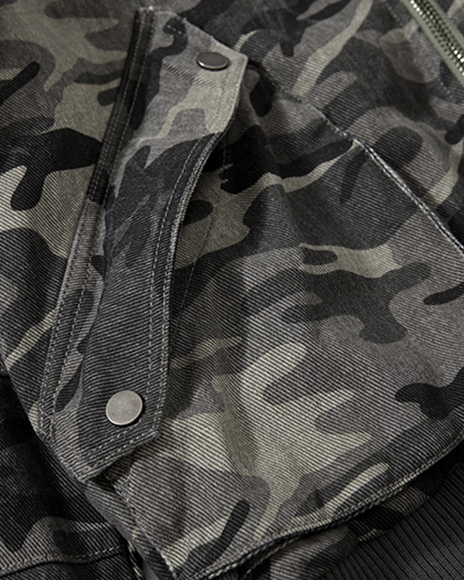 Camouflage Hooded Cargo Jacket