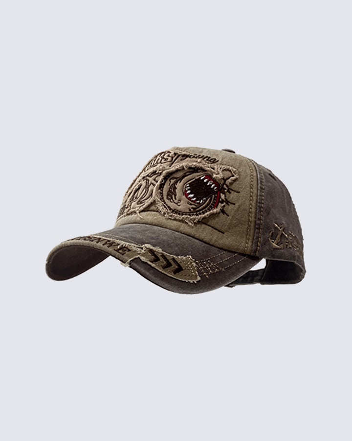Vintage Monster Embroidery Patchwork Baseball Cap