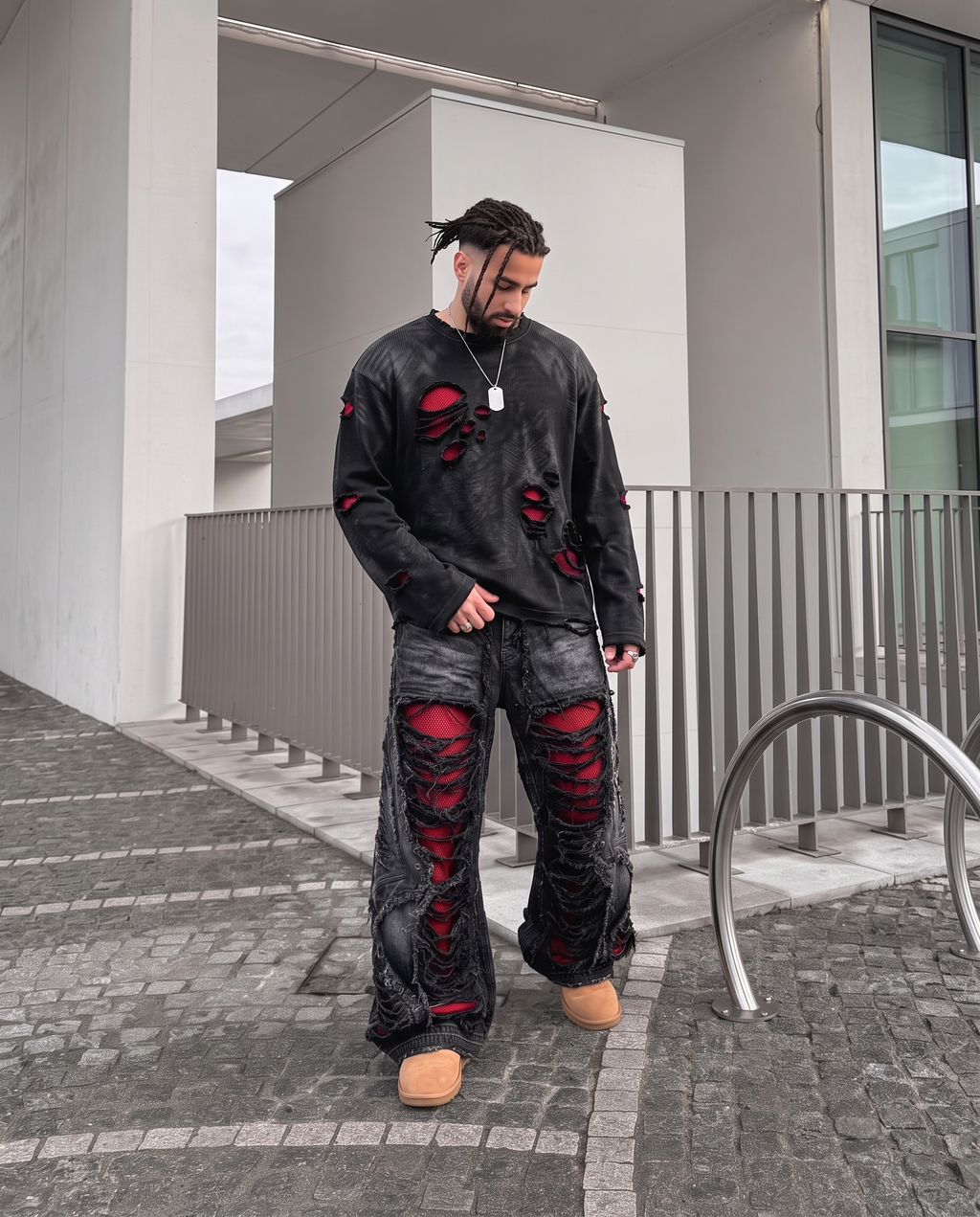 GRYFT RED RUST Series | Distressed Raglan Long Sleeve