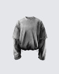 GRYFT-Vintage Washed Layered Long-T-Shirt