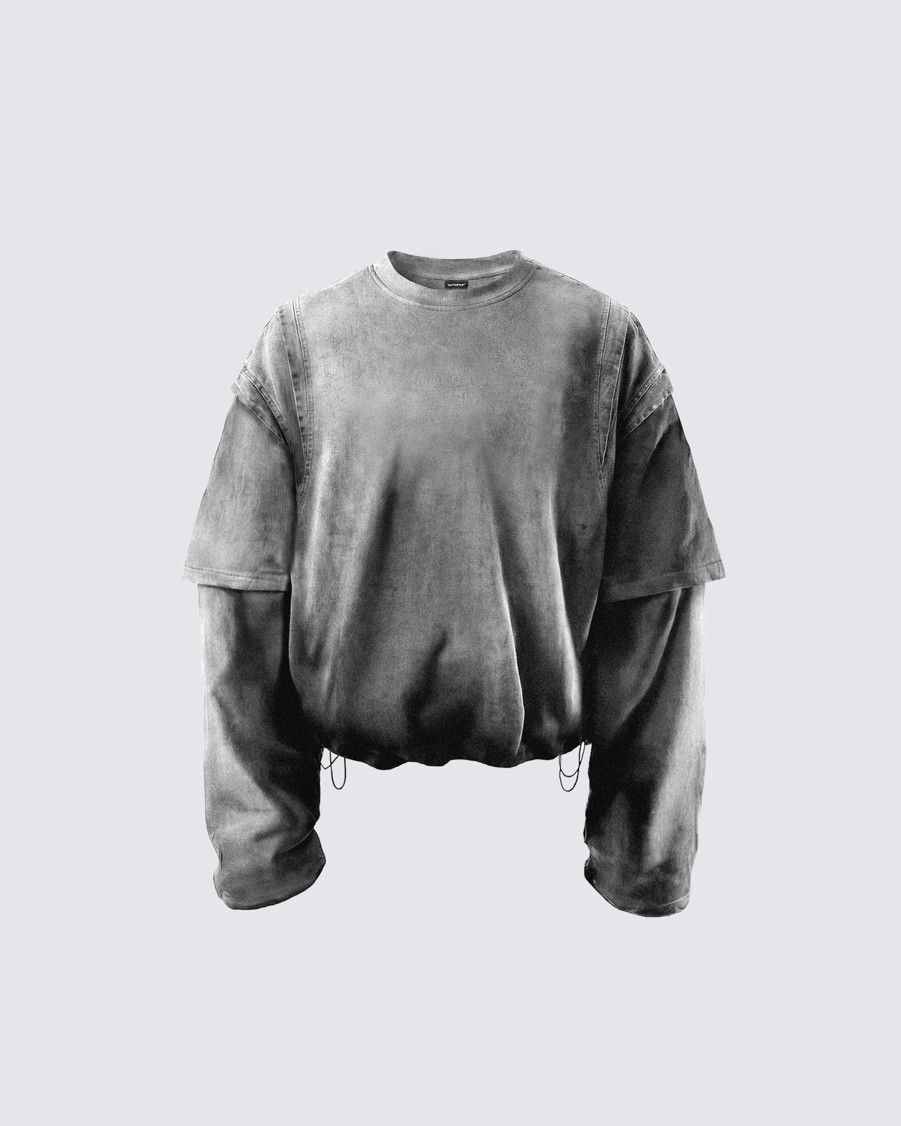 GRYFT-Vintage Washed Layered Long-T-Shirt