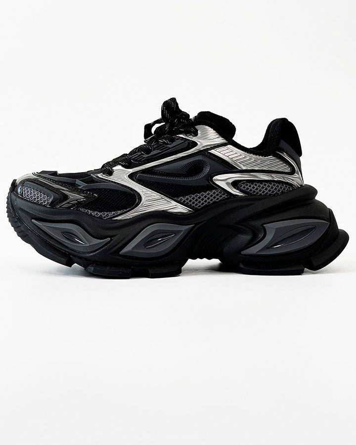 Chunky Black Platform Height-Increasing Sneakers