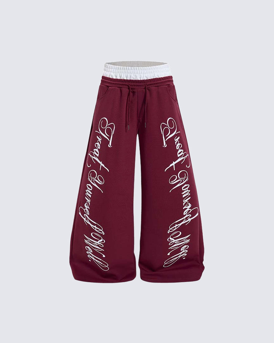 GRYFT Retro Letter Print Wide Leg Pants