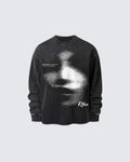 Blurred Figure Print Long Sleeve T-shirt