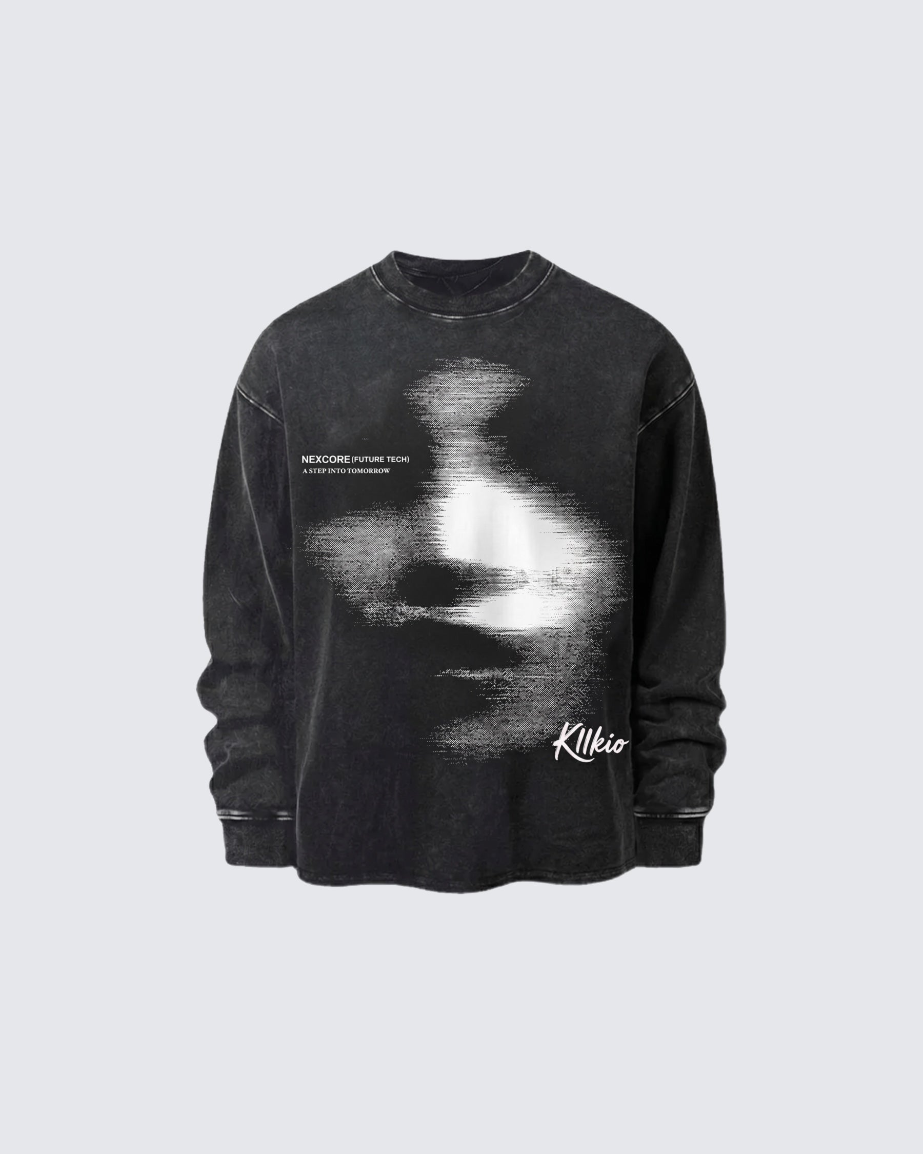 Blurred Figure Print Long Sleeve T-shirt
