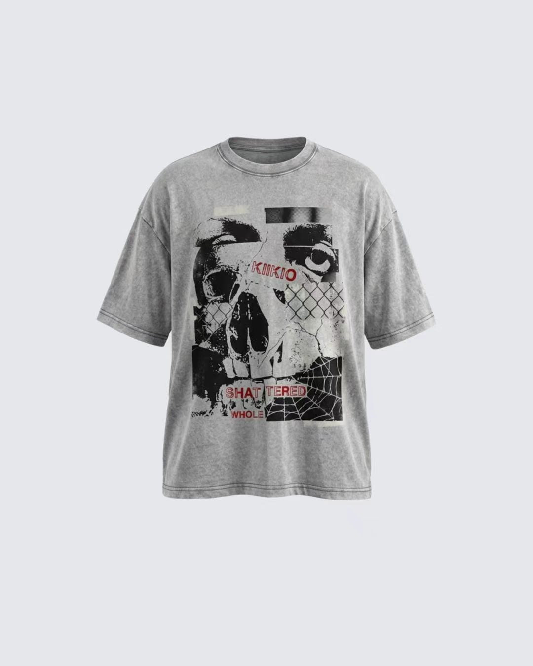 Vintage Washed Skull Graphic Oversized T-Shirt
