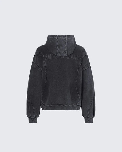 American Avant-Garde Washed Distressed Deconstructed Armor Hoodie Set