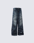 GRYFT Vintage Distressed Wide-Leg Jeans
