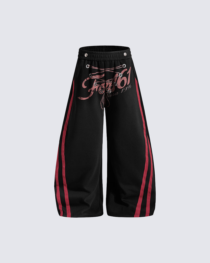 GRYFT Y2K Lace-Up Stripe Curved Blade Pants