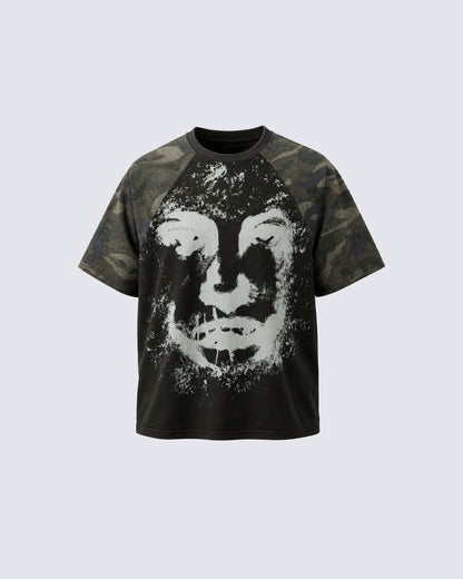 GRYFT Retro Art-Print Camouflage T-Shirt