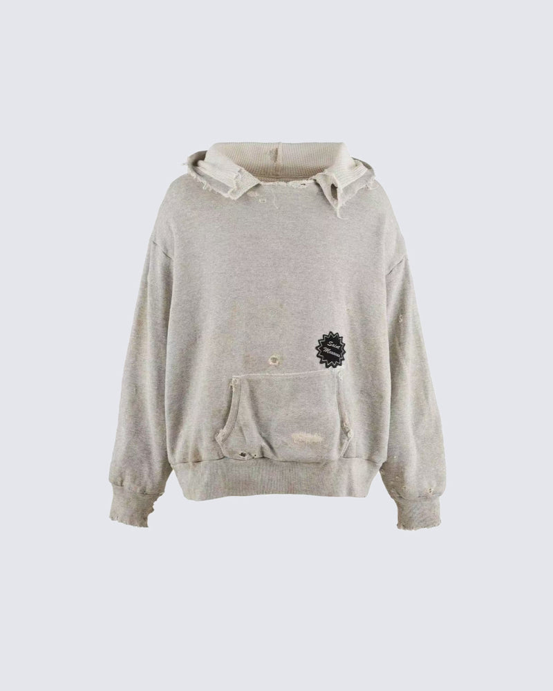 Distressed Printed Pullover Hoodie
