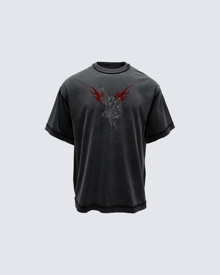 Gothic Angel Graphic Oversized T-shirt