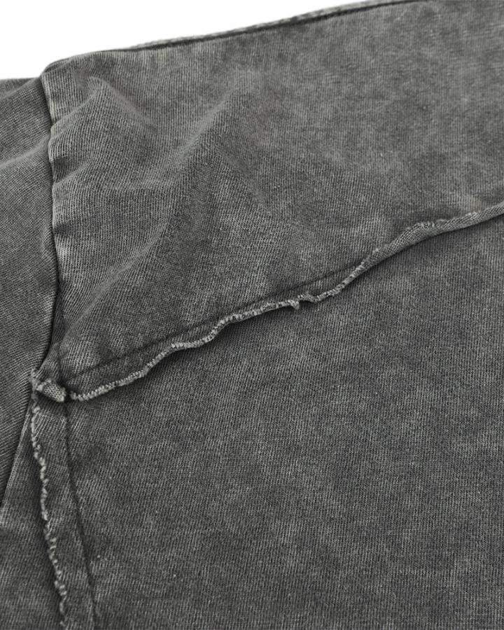 GRYFT Simple Washed Panel Seam Long-Sleeve T-Shirt