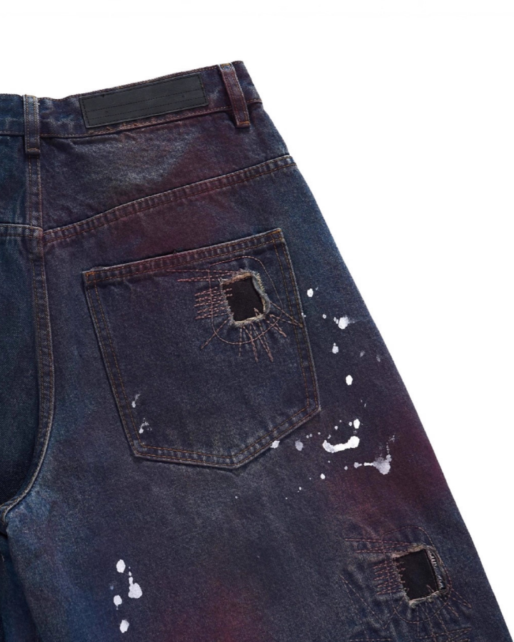 Vintage Distressed Paint Splatter Jeans