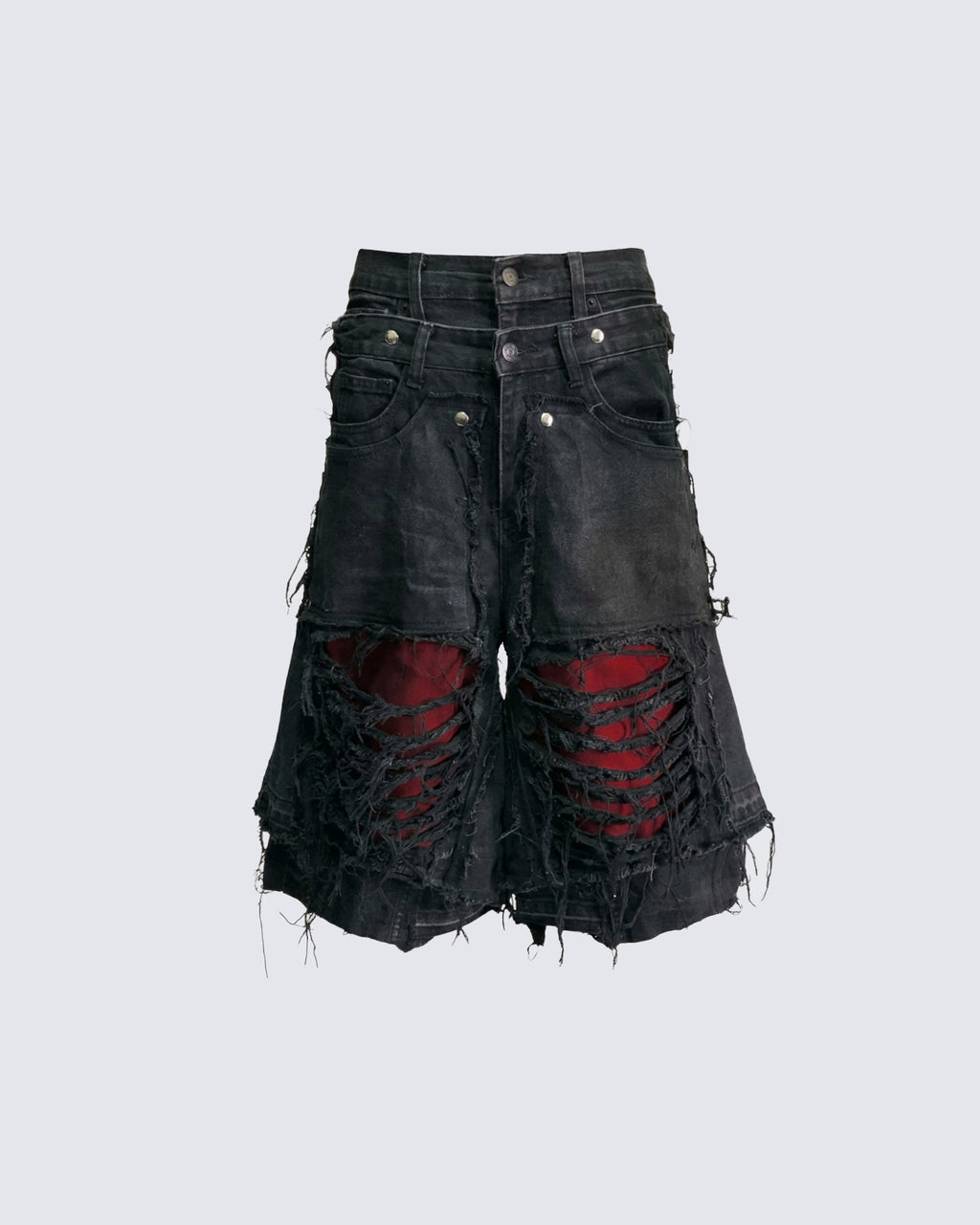 New Raw Hem Ripped Black Jean Shorts