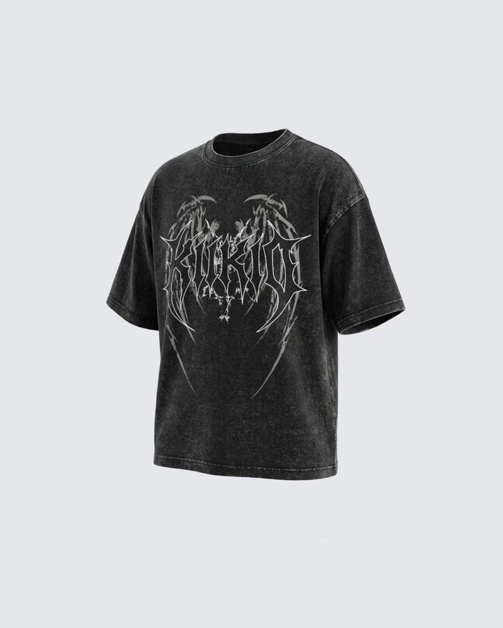 GRYFT American Vintage Washed Gothic Print T-Shirt