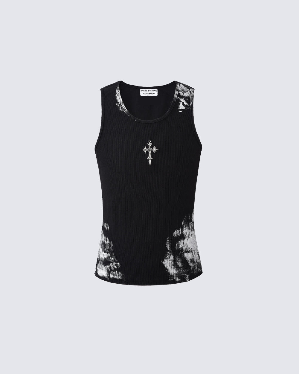 Vintage-Inspired Distressed Black Tank Top