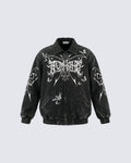 Retro Butterfly Graphic Zip-Up Jacket