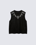 Dark Gothic Thorn Graphic Sleeveless T-Shirt
