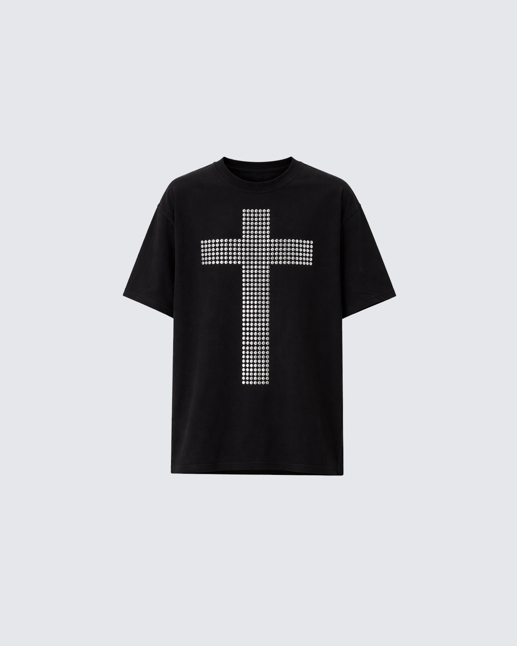Vintage Cross Rhinestone Black Short Sleeve T-Shirt