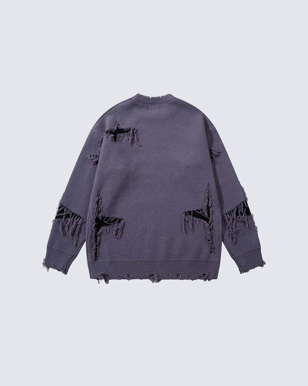 American Retro Skull Jacquard Raw-Edge Long-Sleeve Sweater