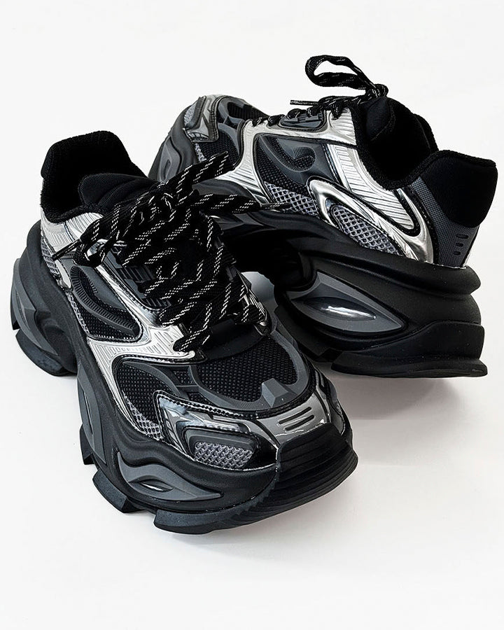 Chunky Black Platform Height-Increasing Sneakers