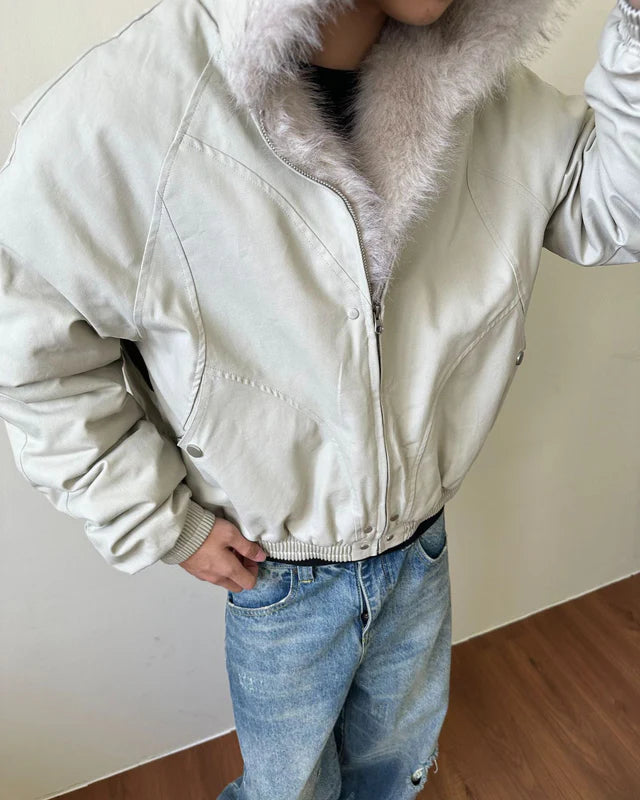 Camouflage Cargo Pants with Fur-Collar Jacket