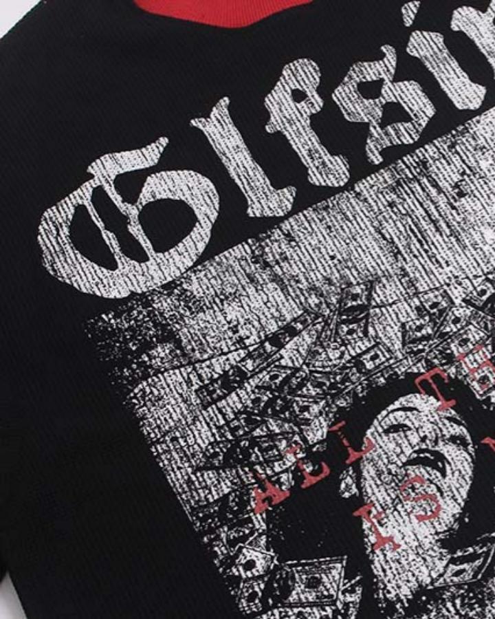 American Vintage-Style Rivet-Detail Graphic T-Shirt