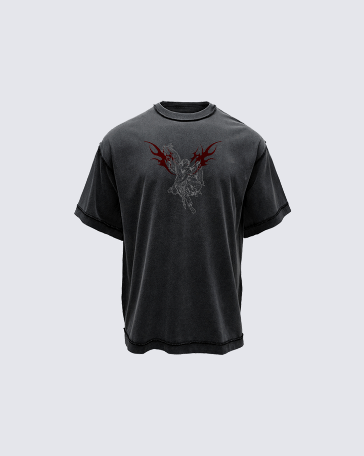 Gothic Angel Graphic Oversized T-shirt