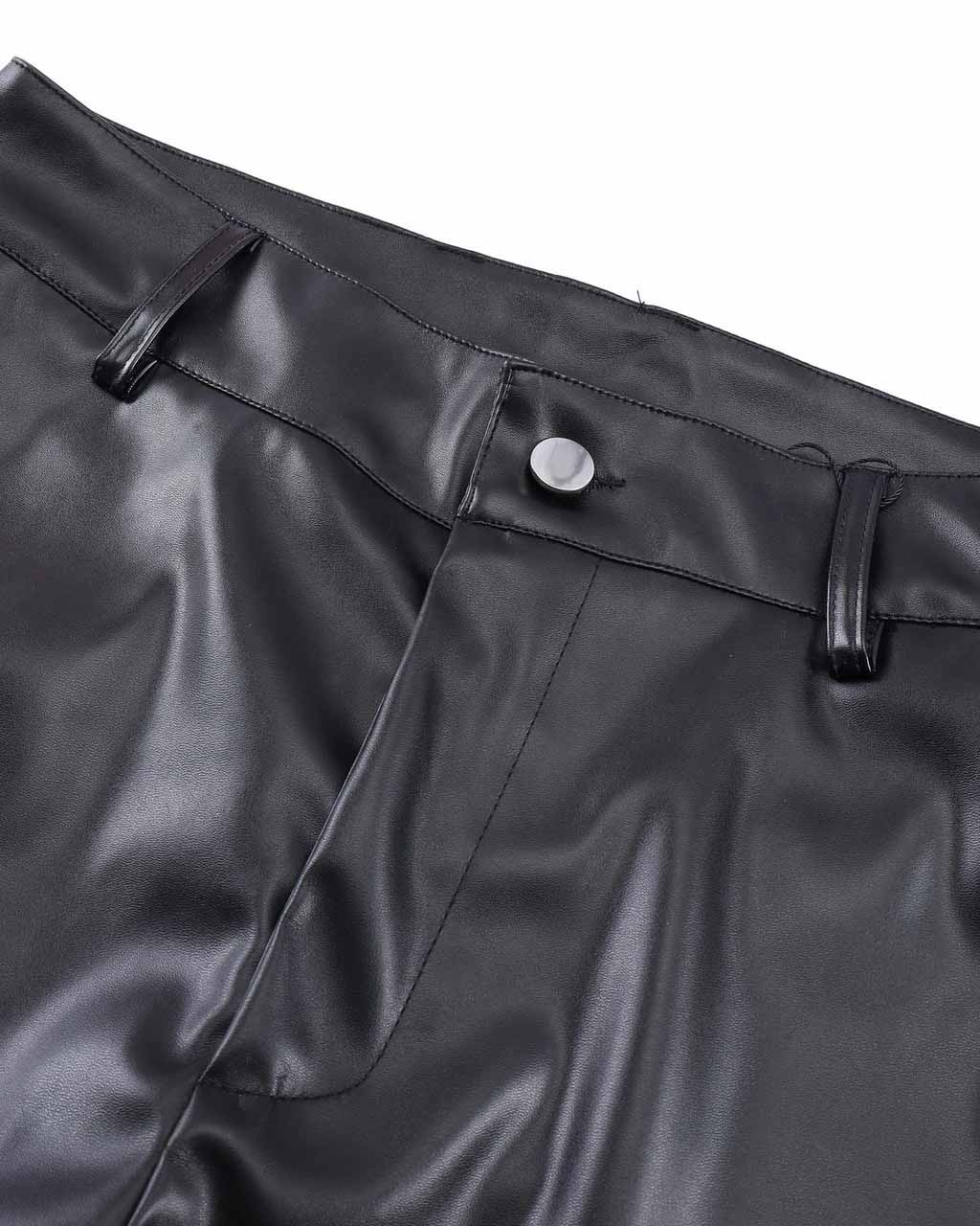 Pleated Pu Jeans