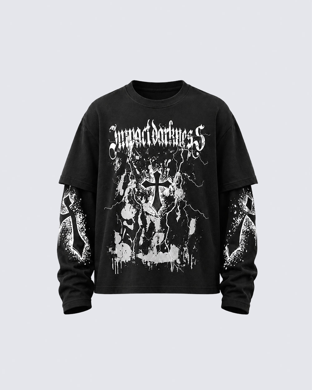 GRYFT Gothic Graphic Layered Long Sleeve T-Shirt